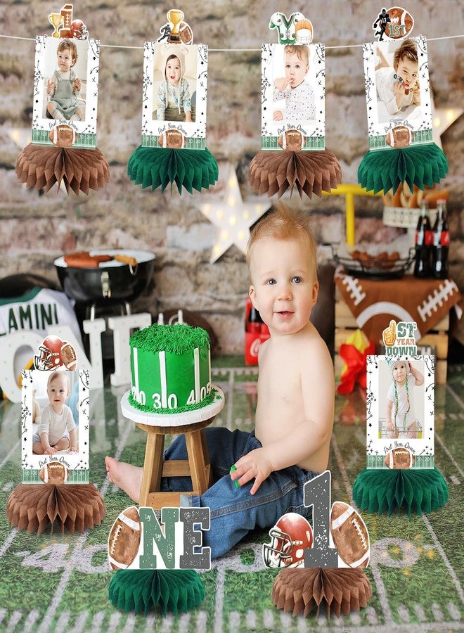 NUTTYBASH First Year Down Birthday Party Decorations, Football Birthday Party Decorations Honeycomb Centerpieces for Table, Football Photo Table Party Supplies for First Birthday Decorations for Boys - Image 2